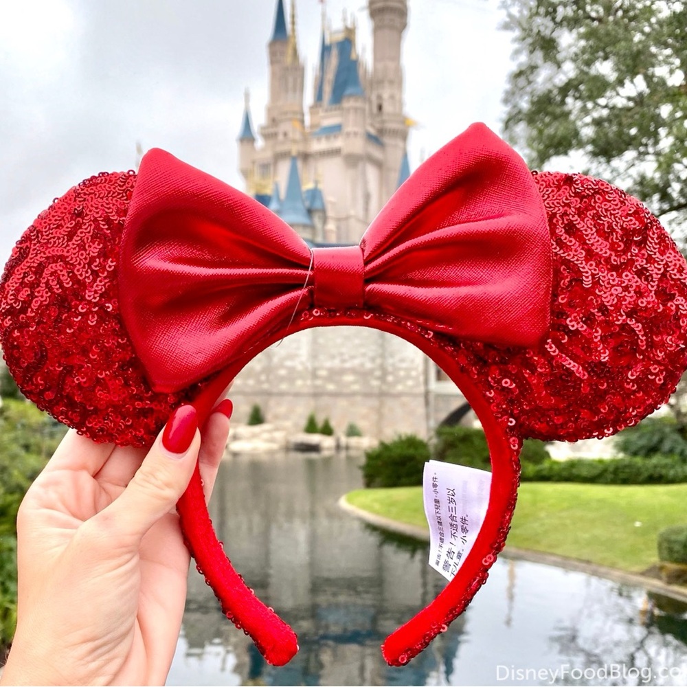 Disney Parks Minnie Mouse Red Sequined Ear Headband Nee with tags authentic